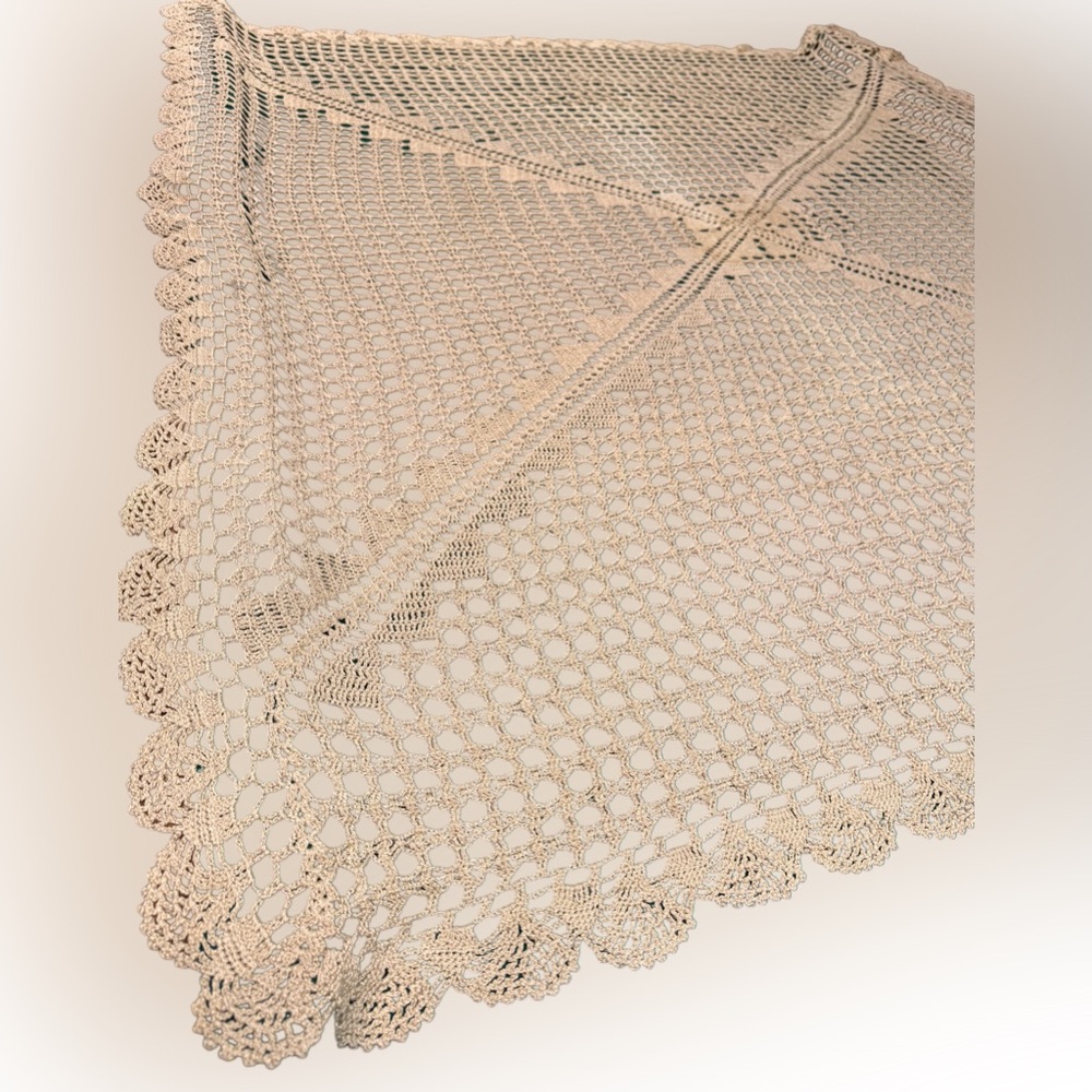 Elegant large Vintage Handmade Crochet Tablecloth ✨💎